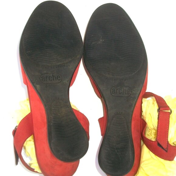 Arche France Eco-Friendly Red Nubuck Mary Jane Wedge Comfort Flats 40M 9M - Picture 8 of 8
